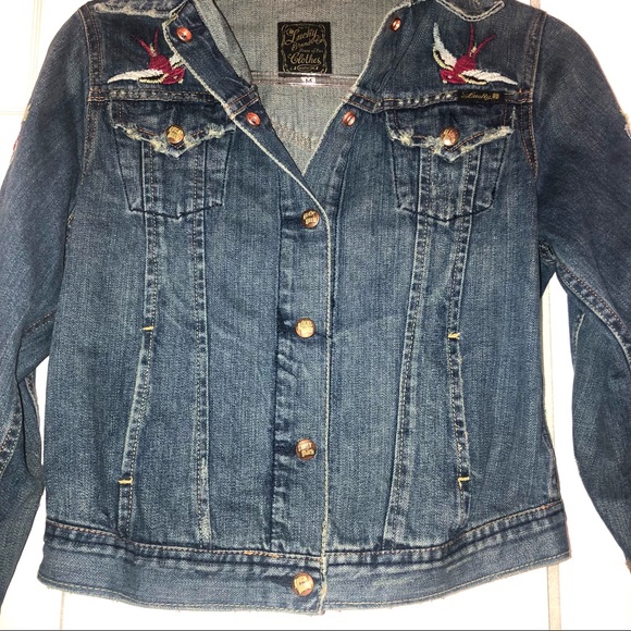 Lucky Brand Denim True Love is Forever Tattoo Jacket Medium - Picture 6 of 16